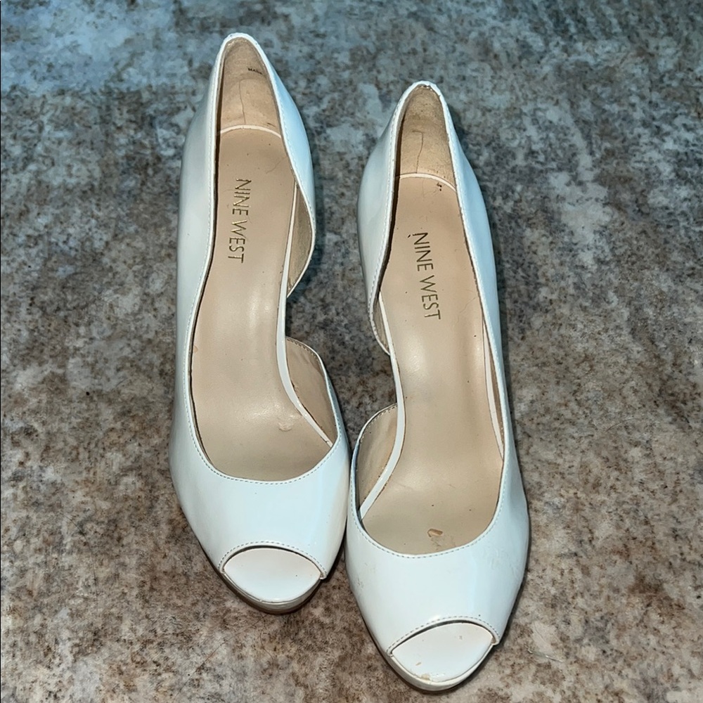 Nine West Cream Peep Toe Heels
